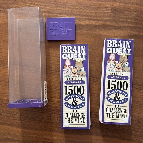 Brain Quest Learn Q & A Grade 6 Ages 11-12 Quiz Deck 2 Pack Vintage 1st Ed 1992 - Picture 1 of 15